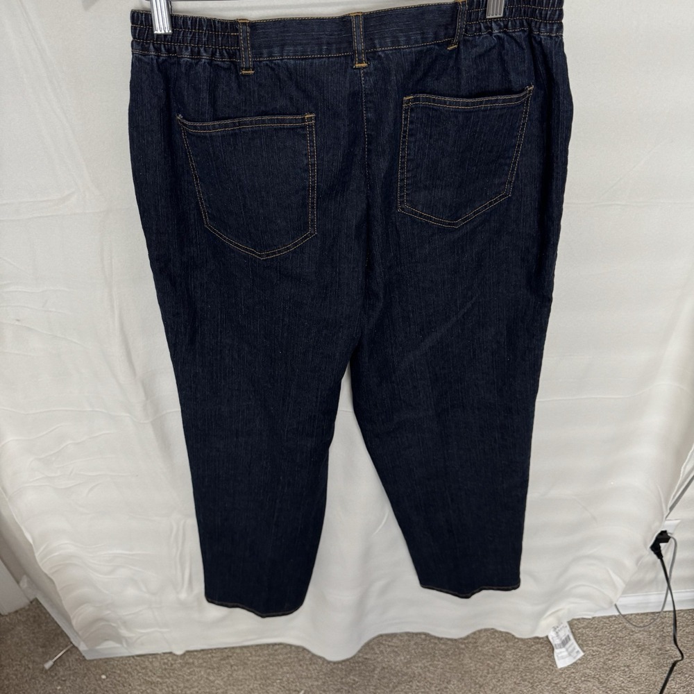 Ruby Rd. Side Elastic Straight Leg Women's size 12 Dark Wash Blue Denim Jeans